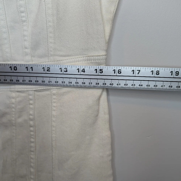 NWT Hudson Women's Cut In Denim Dress Button Down White Sleeveless Knee Length L - Picture 7 of 10
